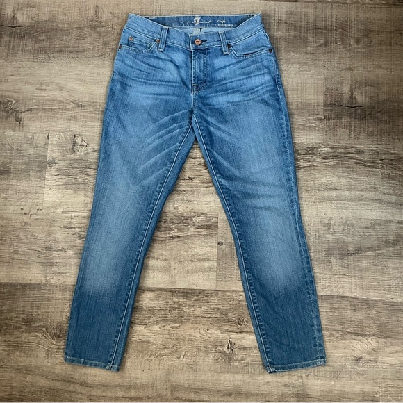 Classic crop Roxanne 7 for all mankind Blue Denim Jeans - Picture 1 of 7